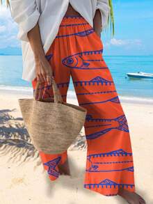 时尚休闲度假风格优雅女士百搭修身户外、家居、旅行、工作裤，秋冬 - 橘色 - 查看 2