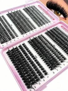 570 قطعة / 540 قطعة من عناقيد الرموش 30D+40D+50D+60D+80D+100D لتمديد الرموش DIY من فرو الأرانب الصناعي - رموش عناقيد فردية ذات حجم طبيعي وتجعيد D ممتاز للاستخدام المتكرر وخفيفة الوزن وسهلة التطبيق
