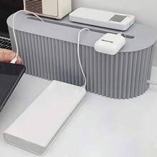 1 pieza Caja organizadora de cables, caja organizadora de cables, caja de almacenamiento de cables, adecuada para enchufes, protectores de sobretensión, cargadores, adaptadores, cables de TV, cables de computadora, etc., ocultador de cables de alimentación para el hogar y la oficina - Azul - View 5