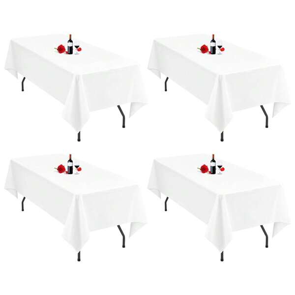 Lumaycens Lot de 4 nappes rectangulaires, 153 x 260 cm, pour tables de 1,8 m, lavables en polyester, pour mariage, banquet