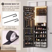 Vlsrka 47.2 Inch Full Length Mirror With Storage, Wall Mount Mirror Jewelry Cabinet, Over The Door Hanging Jewelry Armoire Organizer, Built-In Light, 4 Drawers, 5 Shelves, Lockable - màu đen - Xem 6