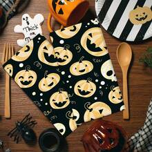 2/4 Pcs Set, Dish Towels, Pumpkin Face Print Microfiber Modern Absorbent Cloth, Halloween, Cooking And Baking Tea Towels, Printed Dish Cloths, Cleaning Towels, Hand Towels, Super Soft And Highly Absorbent, Gift For Neighbors, Moms, Friends, Birthday, Halloween, Housewarming, Kitchen Decor, Household Essentials