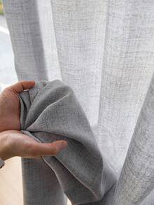 1 件亚麻现代亚麻纱窗帘 - 日式亚麻风格，杆袋设计，适用于客厅和卧室 - 透明轻质滤光窗帘，客厅窗帘，卧室窗帘（面料重量 160 克） - 灰色 - 查看 9