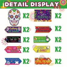 10 件亡灵节装饰板、亡灵节装饰、万圣节糖果骷髅盘、花园门廊迎宾、剪纸纸板、主题派对室内外装饰