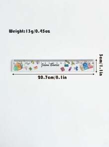 1pc Personalized Cartoon Transparent Acrylic 7.87 Inch Ruler With Centimeter Scale, Easy To Read Measuring Stationery Suitable For School And Office,For School Supplies,Back To School