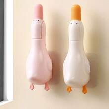 1 pieza Clip de baño de 2 en 1 con forma de pato, clip de basura de doble cabeza estable, pinzas montadas en la pared para la eliminación de polvo y manchas