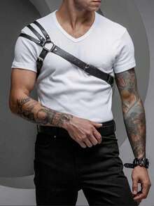 Men's Leather Harness - Adjustable Shoulder Strap Chest Harness - Handmade Genuine Leather Body Accessory - Gothic Punk Festival Outfit For Men For Going Out Outfit Wedding Party And For Gift Halloween Accessories, Halloween Costumes Autumn-Winter Accessories Halloween Costume,Suitable For Teens, Youth,Men,Casual, Outdoor, Athletic, Vacation, Graduation Gifts, Birthday, Daily Wear - Black - View 11
