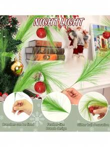 20pcs Christmas Elf Twig Set - Green And Red Artificial Branches With Flashing Balls, Suitable For Christmas Tree Topper, Flower Garlands, DIY Crafts, Seasonal Decorations, Christmas Party Table Decor