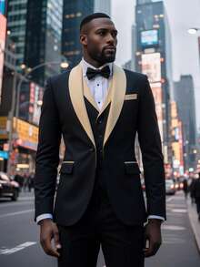 Men's 3-Piece Suit Slim Fit Shawl Lapel Tuxedo Set (Jacket, Vest, Pants) - Wedding Formal Casual Blazer - 香檳色 - 查看 1