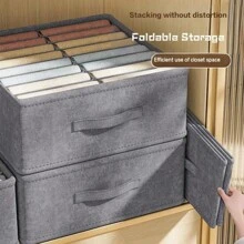 1pc Deep Grey 24-Grid Easy Management Storage Basket - One Item Per Grid, Pullout Drawer Style, Suitable For Organizing Underwear, Socks, Pants, T-Shirts, Shorts And Yoga Pants In Closet - Durable Space-Saving Solution, Layered Drawer-Style Organizer Basket, Foldable Clothes Sorting Basket