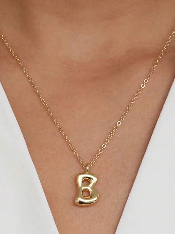 1. A Fashionable And Cute Q-Version Smooth Bubble-Shaped Pendant Necklace, Equipped With 26 English Letters (A-Z). Suitable For Daily Wear, Festive Occasions And As A Gift.