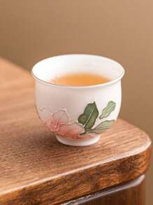 1件/2件少女陶瓷茶杯，手绘浮雕粉百合茶杯，中式粉红茶杯，适合餐厅、茶馆，可作为商务或节日礼物 - 彩色 - 查看 4