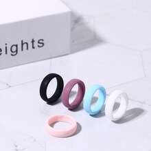 5pcs Womens Multi-Color Silicone Ring Set Stackable Wedding Band Gym Sport Band Size 6-11 - Nhiều màu - Xem 5