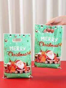 50 pièces Sac cadeau de Noël, sac en plastique Père Noël et renne, décoration de Noël joyeux, fournitures de fête de Noël, petits sacs cadeaux de Noël, sacs d'emballage pour petits articles, fournitures d'emballage de cadeaux pour rassemblement familial, fournitures d'emballage de cuisine, décoration extérieure de Noël, décoration du Nouvel An 2026, sac de décoration de cadeaux de Noël, faveurs de fête