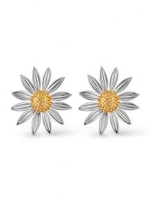 2pcs Fashionable Sunflower Shaped Earrings, Versatile For Beach & Holiday Wear