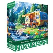 1 Box 1000 Piece Jigsaw Puzzle, Size 70cm*50cm, Landscape & Cartoon Painting Style, Adult Stress Relief Artwork Decoration, Suitable For Halloween, Christmas, Gift
