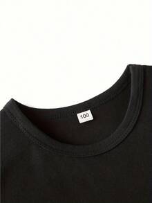 5 THINGS YOU SHOULD KNOW ABOUT MY DADDY Print, Girls' Casual Comfy Crew Neck Short Sleeve T-Shirt For Spring And Summer, Girls' Clothes For Outdoor Activities, Children's Day/Birthday/Festival Gifts - 黑色 - 查看 6
