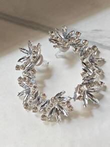 1 Par de Brincos de Argola com Cristal Geométrico na Cor Prata, Joias de Festa na Moda para Mulheres