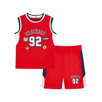 Skechers Children's Vest Casual Sports Basketball Jersey Shorts Set