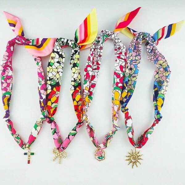 HAOFENGJIAYU قلادة وشاح بأوراق الزهور، قلادة معلق من الفولاذ المقاوم للصدأ، وشاح زخرفي متعدد الاستخدامات