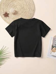 Conjuntos a juego elegantes y lindos para cumpleaños, con camisetas de manga corta casuales "Mamá e Hija", perfectas para la escuela o el juego - Negro - Ver 3