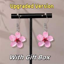 优雅的粉色樱花耳环 - 精致的 2D 亚克力吊坠耳环，樱花设计，女士时尚派对，日常佩戴配饰，防过敏，送给家人和朋友的完美礼物 - 彩色 - 查看 12