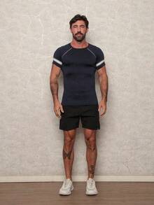 White Faixs Men's Thermal Top UV 50 Protection Compression Rashguard - Navy Blue - View 1