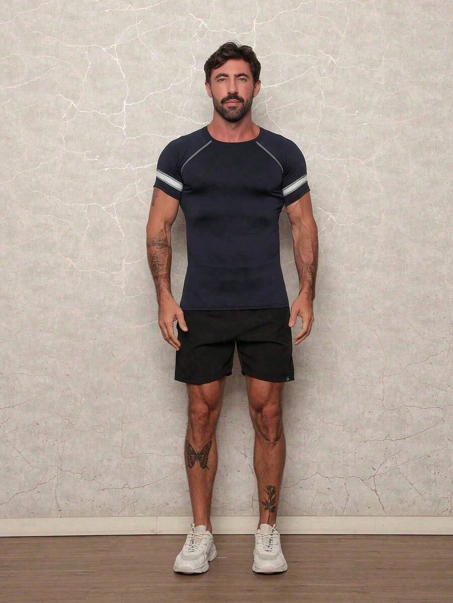 White Faixs Men's Thermal Top UV 50 Protection Compression Rashguard - Navy Blue - View 1