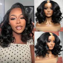 V Shape Body Wave Upgrade No Glue Side Part Human Hair Beginner Friendly Wigs V Part Body Wave Wig Human Hair For Women Natural Suitable For Everyday & Special Occasions Easy Maintenance - Natural Black - Xem 3