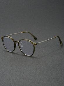 1 Pair Men's 2025 Daily Wear Round Frame Retro Personalized Fashion Non-Prescription Glasses, Suitable For Computer Office, Decoration, Daily Outfit