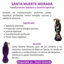 Santa Muerte Morada 15 cm Vestida – Transformación, Sabiduría, Dominio Espiritual, Protección contra Enemigos, Rompe Brujería + Libro Práctica del Culto a La Santa Muerte - Morado Violeta - Ver 3