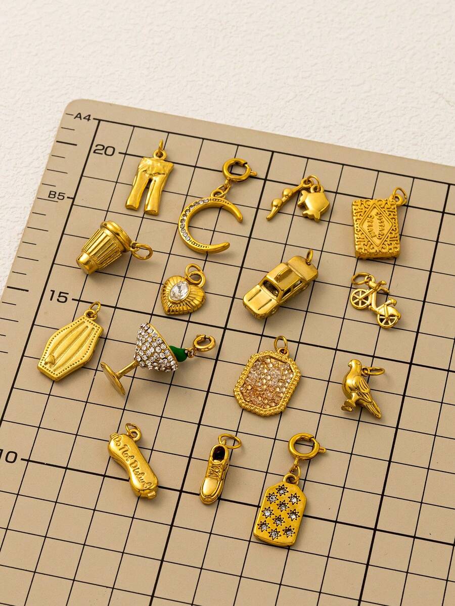 1件18K镀金动物系列吊坠 - 狗爪、熊爪、蜜蜂、兔子、蝴蝶、蛇、蜂鸟，精致吊坠，防水防汗，适合DIY项链、手链、耳环、钥匙扣、包链、鞋饰、女士珠宝、钱包配件、护身符吊坠，不锈钢材质，适合日常休闲佩戴 - 金色 - 查看 1