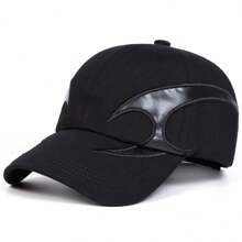 1 件男士 Boomerang 皮革贴片棒球帽，街头时尚休闲帽，适合春季、秋季、旅行、海滩