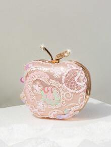 这款迷人、优雅、奢华的粉色苹果形亮片手提包，适合派对、商务和休闲场合，适合女士、女性、派对女孩、新娘，是派对、婚礼、舞会、宴会/庆典的完美之选，也是送给女性、母亲、老师、朋友、伴娘的最佳礼物。 - 粉色 - 查看 5