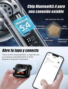 A9 Pro Auriculares Bluetooth, audífono inalámbrico inteligente con pantalla táctil, reducción de ruido activa dual ANC+ENC, compatible con iOS/Android - Blanco - Ver 6