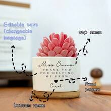 1 件定制陶瓷文字花盆，个性化感谢您帮助我种植花盆，教师欣赏，定制多肉花盆，送给老师的花盆，新年礼物，教师礼物，返校礼物，独特，圣诞节的理想礼物