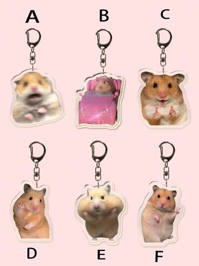 1pc New Acrylic Creative Meme Funny Lovely Hamster Cute Animals Theme Keychain Pendant , Yeah Hamster, Sweet Potato Hamster, Bag Accessories , School Bag Accessories , Purse Pendant. Everyday Bag Accessory, Bag Charm, Lanyard, Key Holder. Ideal For Boyfriends, Girlfriends, Family Members, Doctors, Nurses, Party Gifts, Cell Phone Decorations, And More.