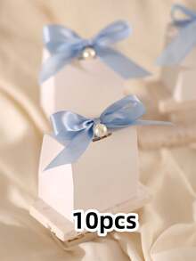 10/50pcs, Blank Packaging Paper Gift Box, Decoration Box With Ribbon And Pearl, Party Favors, Birthday Decor, Wedding Decoration, Party Supplies, Valentine's Day - Multicolor - View 15
