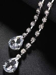 2 件时尚圆形水滴流苏乳贴，性感水钻身体饰品链，适合女士 - 銀色 - 查看 4