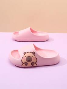 1 par de chanclas de espuma para niños, sandalias casuales de suela suave y antideslizante, ligeras y cómodas para niños pequeños y grandes, de unicolor simple con suela gruesa de EVA - Rosa - Ver 7