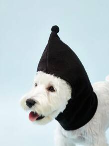 PETSIN 1頂純色絨毛寵物帽,保暖,適用於春秋季節的貓狗 - 黑色 - 查看 6