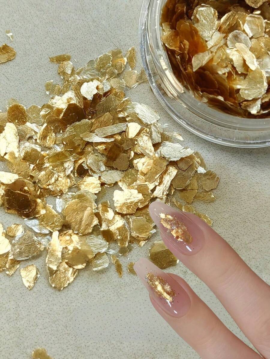 1 件金色荒野高亮度超薄云母片金属光泽岩石片 Ins 美甲材料美甲用品指甲饰品美甲宝石 - 彩色 - 查看 1
