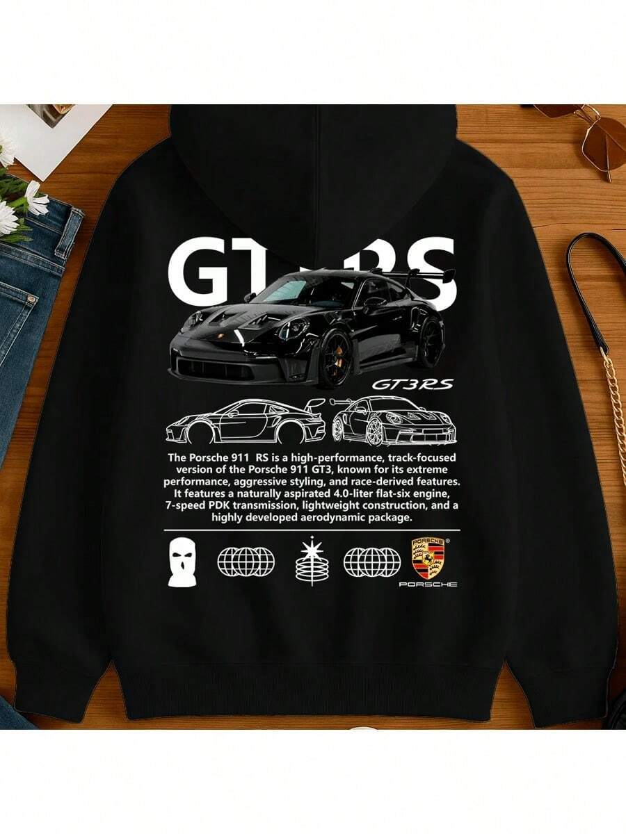 GT3 RS Cars Cold Weather Sweatshirt  Streetwear Casual Tracksuit Hooded Jacket - màu đen - Xem 1