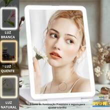 Rechargeable LED Makeup Mirror Portable Folding 3 Lights Touch Modern - Màu hồng gỉ - Xem 5