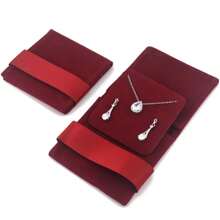 1pc Velvet Jewelry Organizer Bag, Square Shape With Buckle Closure, Portable Necklace Earrings Rings Storage, Multipurpose Use, Jewelry Rolls