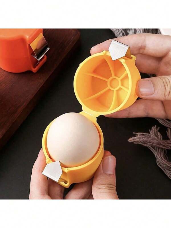 3/1pc Stainless Steel Eggshell Separator - Quick Peel & Yolk Splitter, Kitchen Baking Essential With Easy-Grip Yellow Handle And Fast Shell Opening Feature, Thanksgiving Day Gift, Harvest Festival, Family Dinner, Convenient Breakfast Supplies, Family Dinner Supplies, Party Supplies