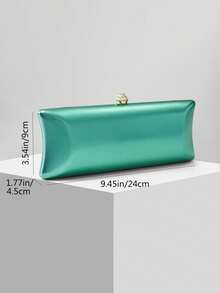 新款复古经典长方形盒子手拿包、新娘婚礼派对手提包、百搭单肩斜挎链条包 - 綠色 - 查看 6