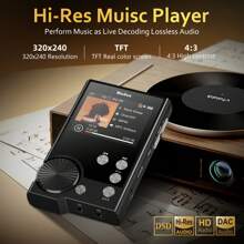مشغل موسيقى MP3 عالي الجودة 64 جيجابايت، مشغل موسيقى رقمي عالي الدقة بتنسيق DSD بدون فقد، مشغل صوتي محمول، يدعم حتى 256 جيجابايت