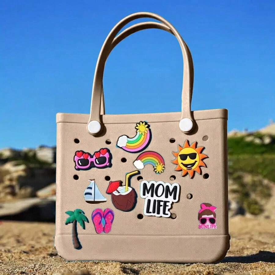 Summer New EVA Beach Bag, Rubber Tote Bag, Waterproof Washable Tip Proof Durable Open Tote Bag, Super Large Capacity Suitable For Shopping, Grocery Shopping, Travel, Parties, Outdoor Activities, Beach Seaside