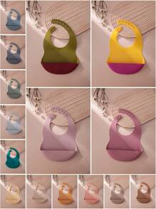 PopLittleOne 1 pieza Babero de silicona para bebé de unicolor, vajilla para bebé, babero ajustable para bebé, artículos de alimentación y entrenamiento para bebé, babero impermeable para bebé